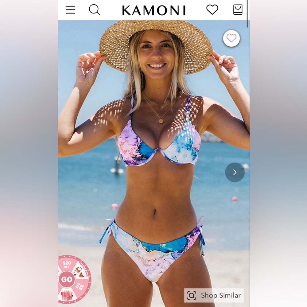 BRAND NEW Kamoni Push Up V Neck Tie Dye Low Waist Cheeky Bikini